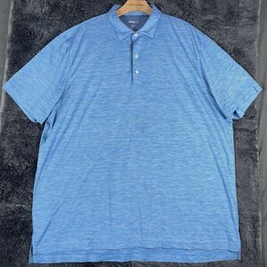 Johnnie-O Polo Shirt Men's XXL Baby Blue Short Sleeve Stripes Stretch Prep Golf